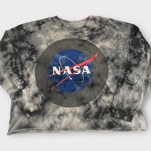 Chemistry Women’s Sweatshirt 3X NASA To The Moon And Back Tie Dye Crop Casual